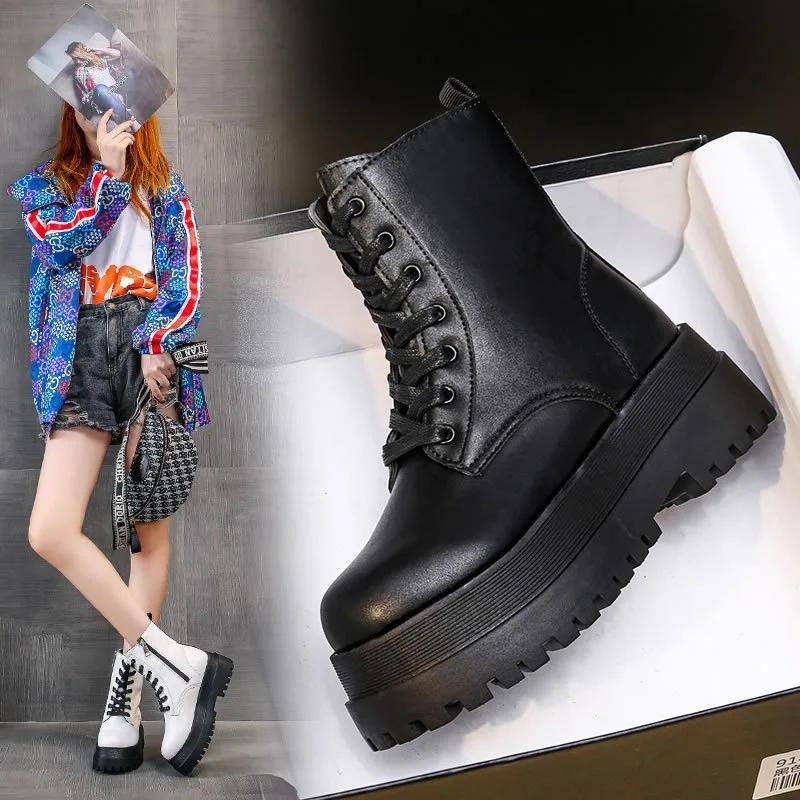 Mid Length Boots for Women 2024 Autumn Winter New Warm Thick Soled Platform Boots Women Shoes Large Size