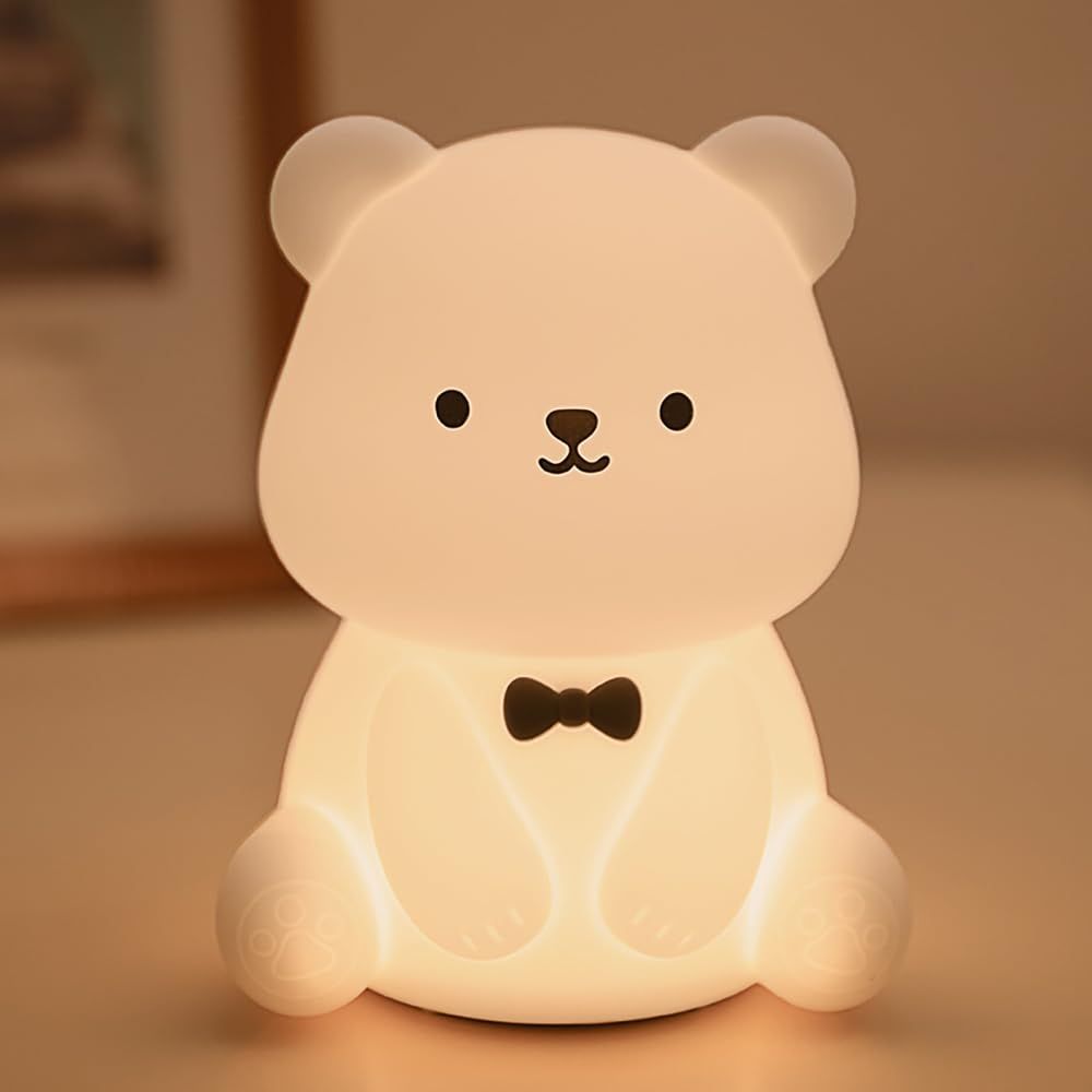 

Cute Night Dimmable LED USB Touch Portable Bedside Silicone Warm Breastfeeding Indirect Lighting Bear Light, Light, Timer, Charging, Control, Lamp,