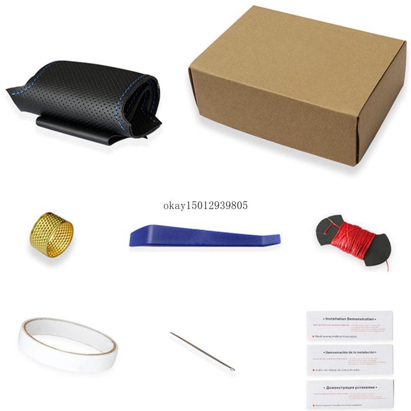 Hand Stitched Sports style Genuine Leather Car Steering Wheel Cover For Alfa Romeo Stelvio Giulia - car Interior