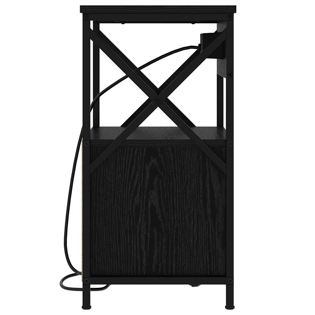 Nightstand Set of 2 Black Oak Effect 40 X 31 X 60 Cm
