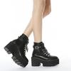 Fashion Platform Chunky Heels Autumn Fashion Cool Gothic Cosplay Boots Women Street Black Ankle Boots Shoes Buckle Strap Size 43
