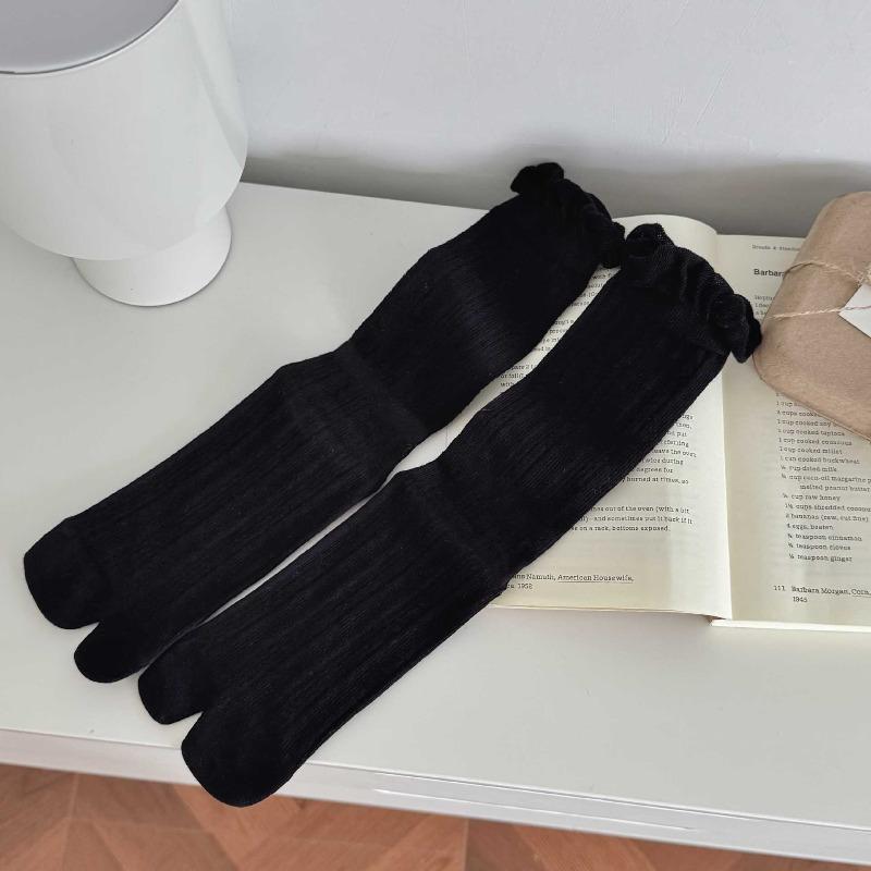 

Summer Lightweight Split-toe Socks, Women s Mesh Pile Socks with Two Toes, Spring and Autumn Mid-length Socks, Simple and Versatile Long Socks 1 pair чорний