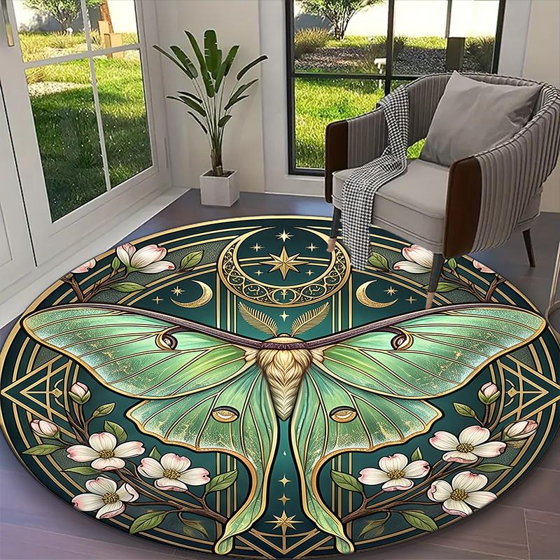 1pc General-purpose Rug, Ethereal Jellyfish Printed Round Rug, Comfortable Office Chair Carpet, Home Entrance Floor Mat