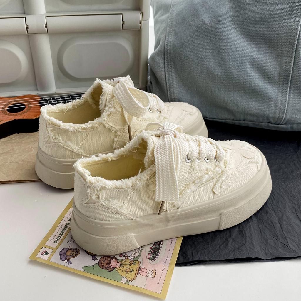 Fashion Women Canvas Shoes Female Multicolor Platform Sneakers Ladies Lace Up Thick Bottom Casual Shoes Flat Skateboard Shoes