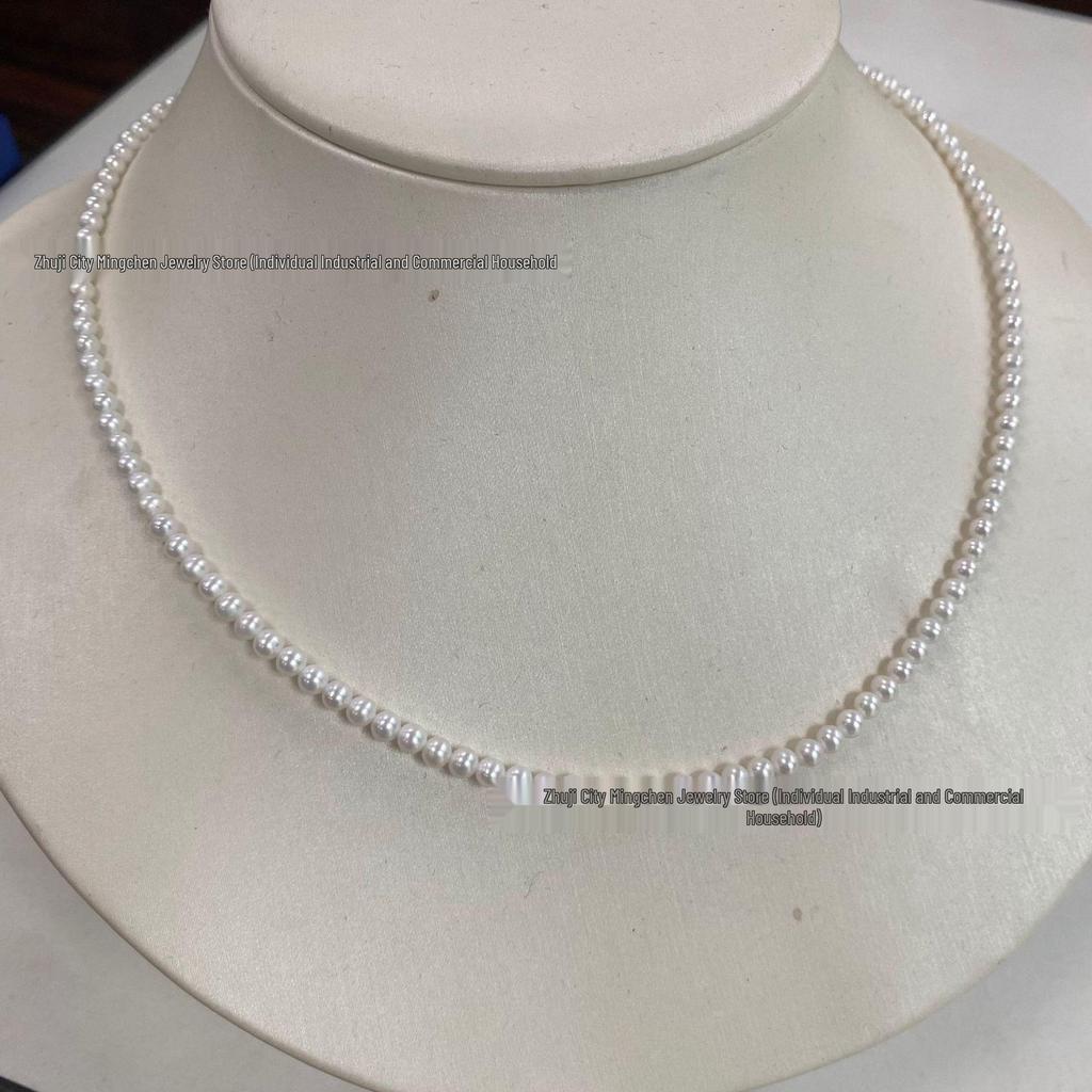 Double-Layer Turquoise & Freshwater Pearl Baby Necklace, 3-4mm, Versatile Wear