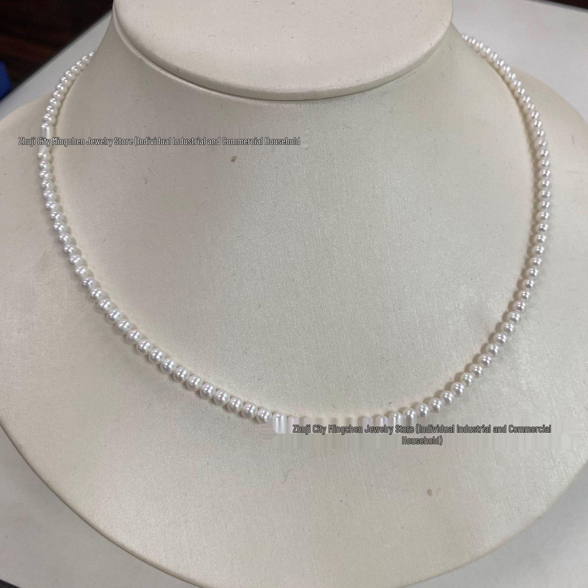Double-Layer Turquoise & Freshwater Pearl Baby Necklace, 3-4mm, Versatile Wear 3-4mm