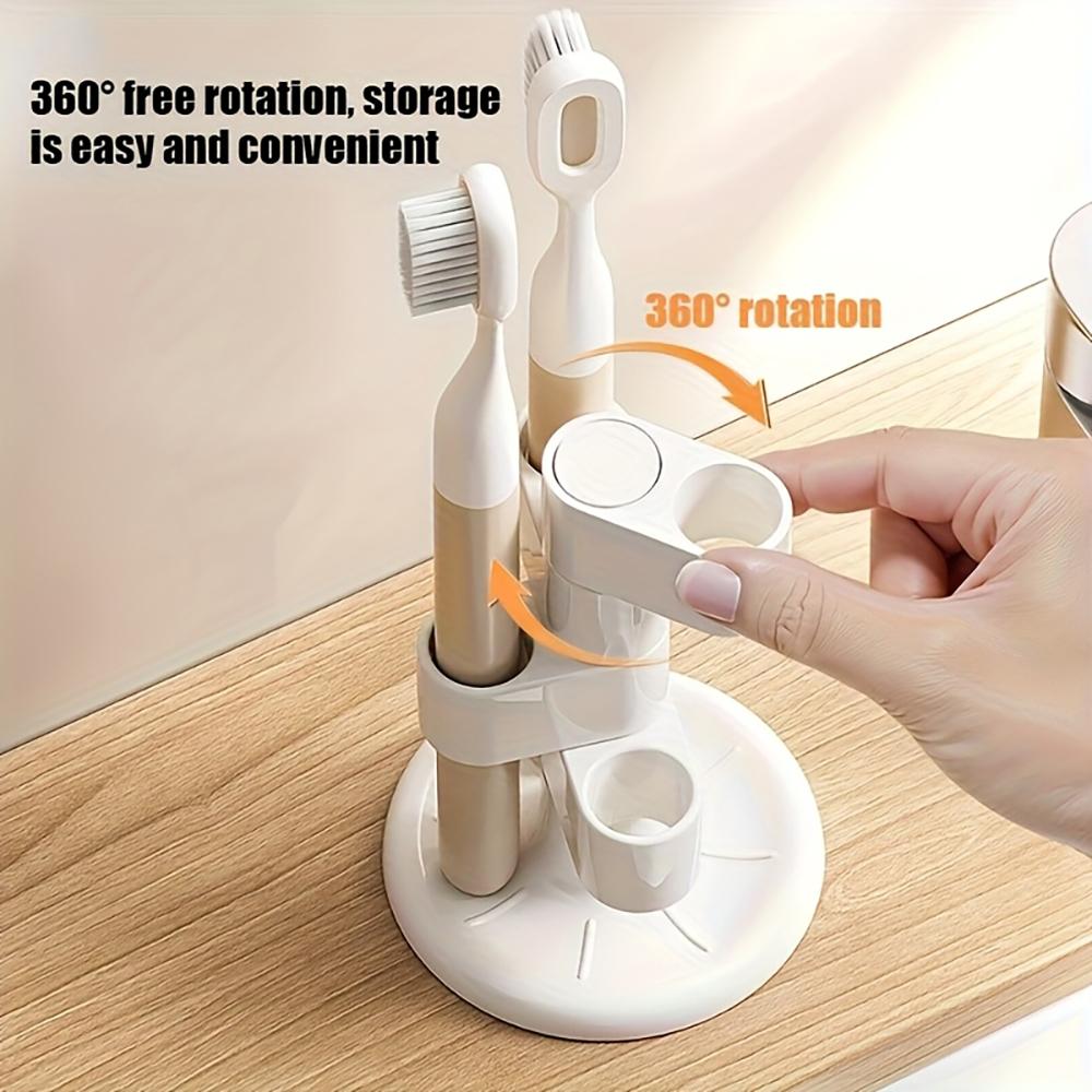 Rotating Toothbrush Holder Toothbrush Organizer Bathroom Desktop Toothbrush Storage Rack Makeup Brush Pen Organizer Dry Bathroom