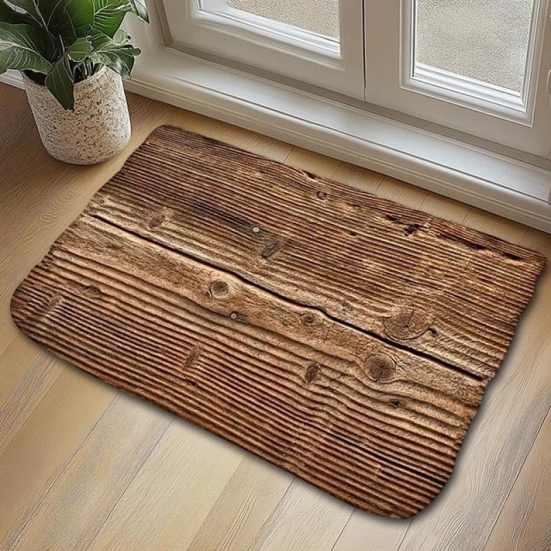 American Retro Faux Wood Grain Diatom Mud Stain-Resistant Floor Mat