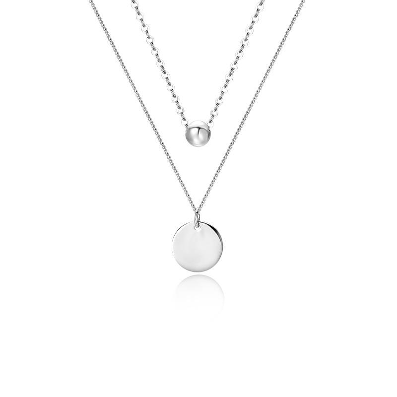 

Ожерелье в холодном стиле для женщин, цепочка на ключицу, двухслойная круглая фирменная подвеска, темперамент, простой дизайн, универсальность