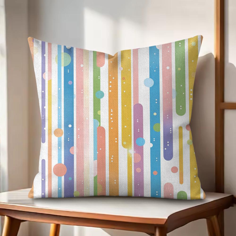Classic Striped Cushion Cover Natural Linen Organic Fabric DoubleSided Printing Couch Pillow Covers Home Decor