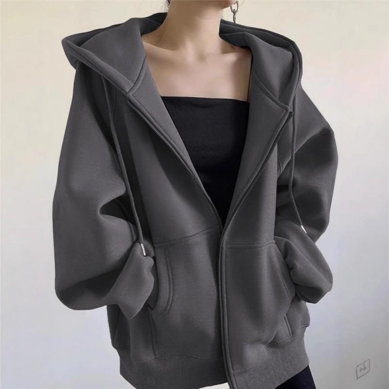 Womens Oversized Cotton Hoodie Loose Fit Casual Fall Winter Sweatshirt Slimming Mid Length
