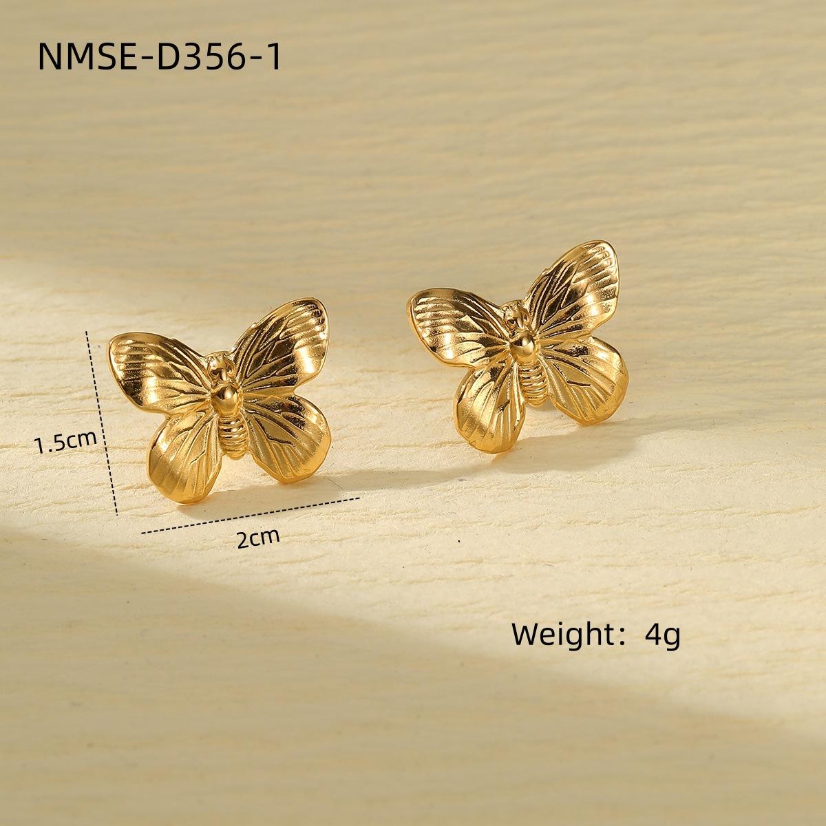GEMCHIC Women s Summer Fashion Butterfly Flower Titanium Steel Earrings - Light Luxury, Versatile, Non-fading, Stud Earrings