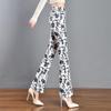 Green Floral Micro-Flare Pants - Autumn/Winter 2024 Body-Shaping Elastic Women's Long Pants