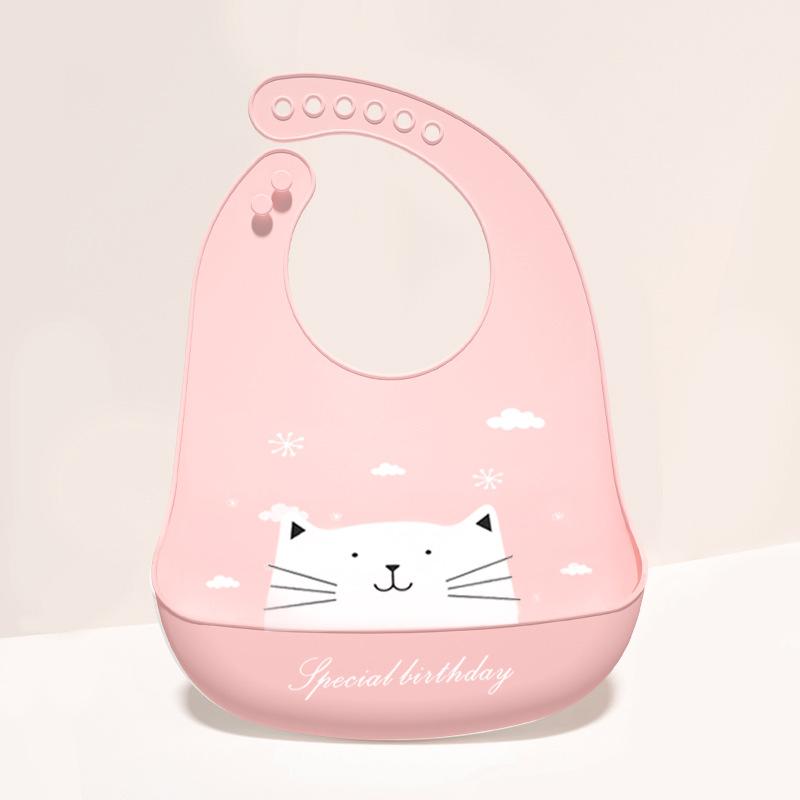 Śliczne śliniaczki dla niemowląt, wodoodporny silikonowy śliniaczek dla niemowląt i małych dzieci, śliniaczek do karmienia, kreskówka, regulowany fartuch dla dzieci z kieszenią