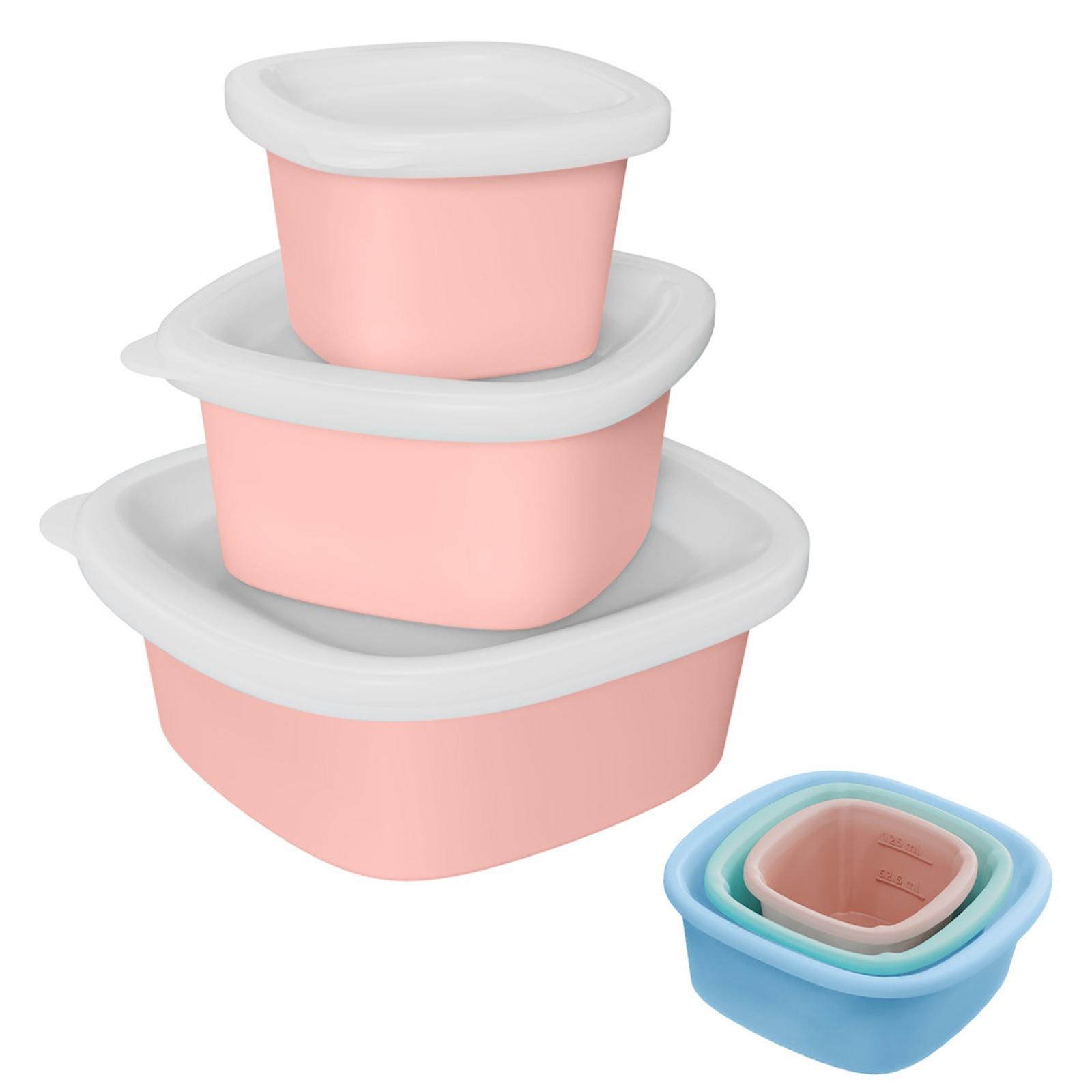 

Food Grade Silicone Food Storage Container, Single Layer Sealed Lunch Box, Kids Snack Fruit Divided Box for Home рожевий