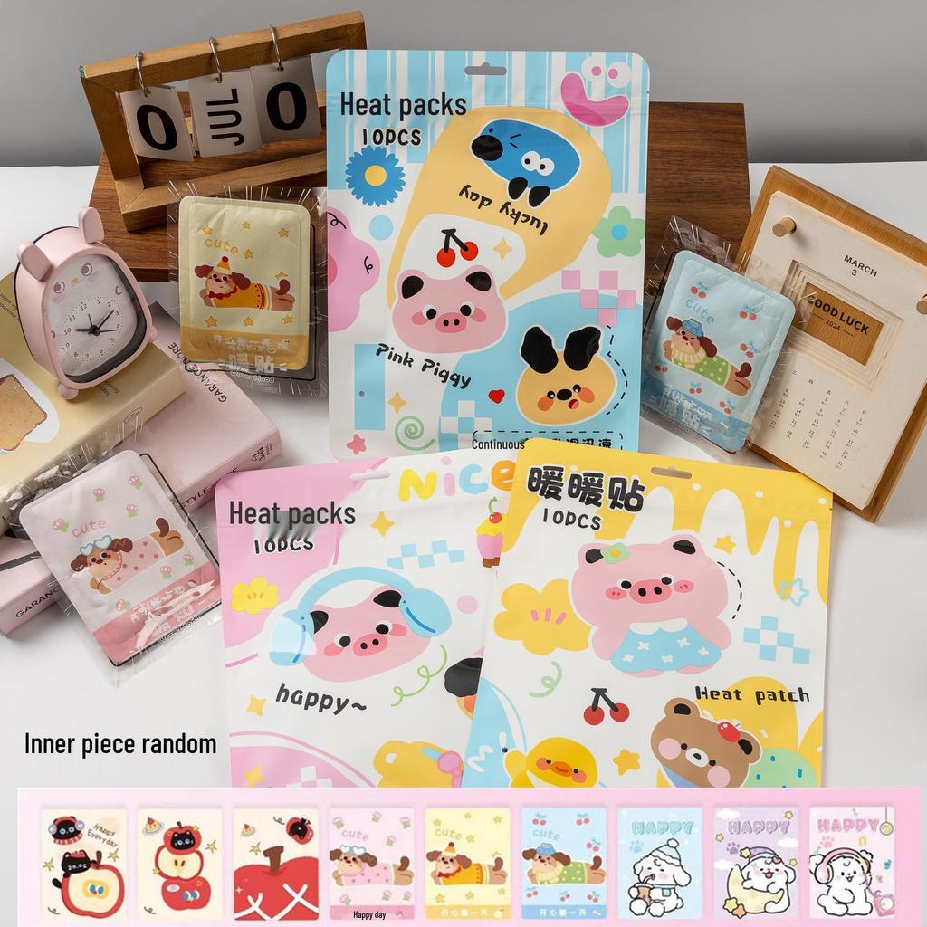 Large Self-Heating Warm Patch for Girls - Cute Cartoon Design for Belly Warmth and Cold Protection