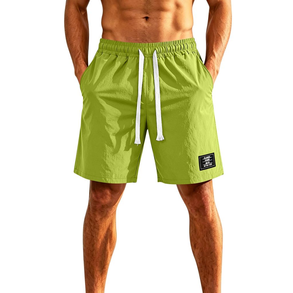 Men's Ice Silk Five Inch Shorts Comfortable Breathable European Fit Lightweight Quick Dry Drawstring Waist Casual Style 1979