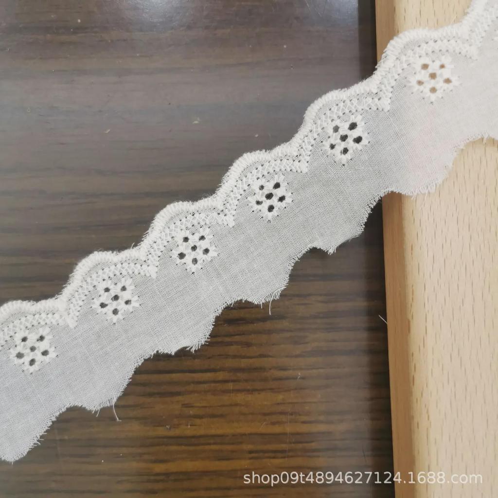 Classic Lace Accessories Flower Embroidery Cotton Hollow Wave Fabric