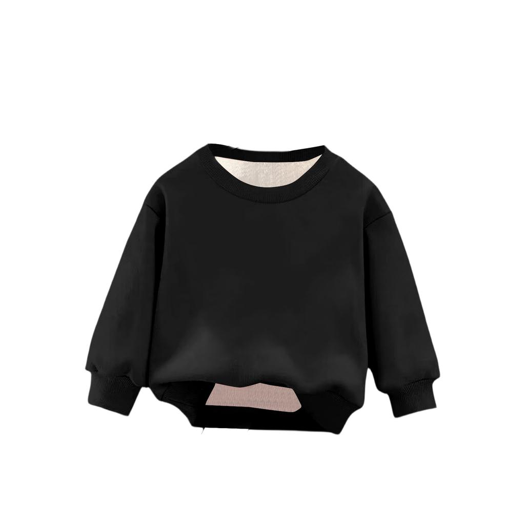 Children's Boys And Girls Fashionable Solid Color Pullover Casual Round Neck Sweatshirt