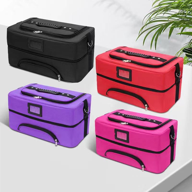 Large Capacity Multifunctional Cosmetic Box with Double-Opening Oxford Cloth for Makeup, Nail Art, and Embroidery Tools