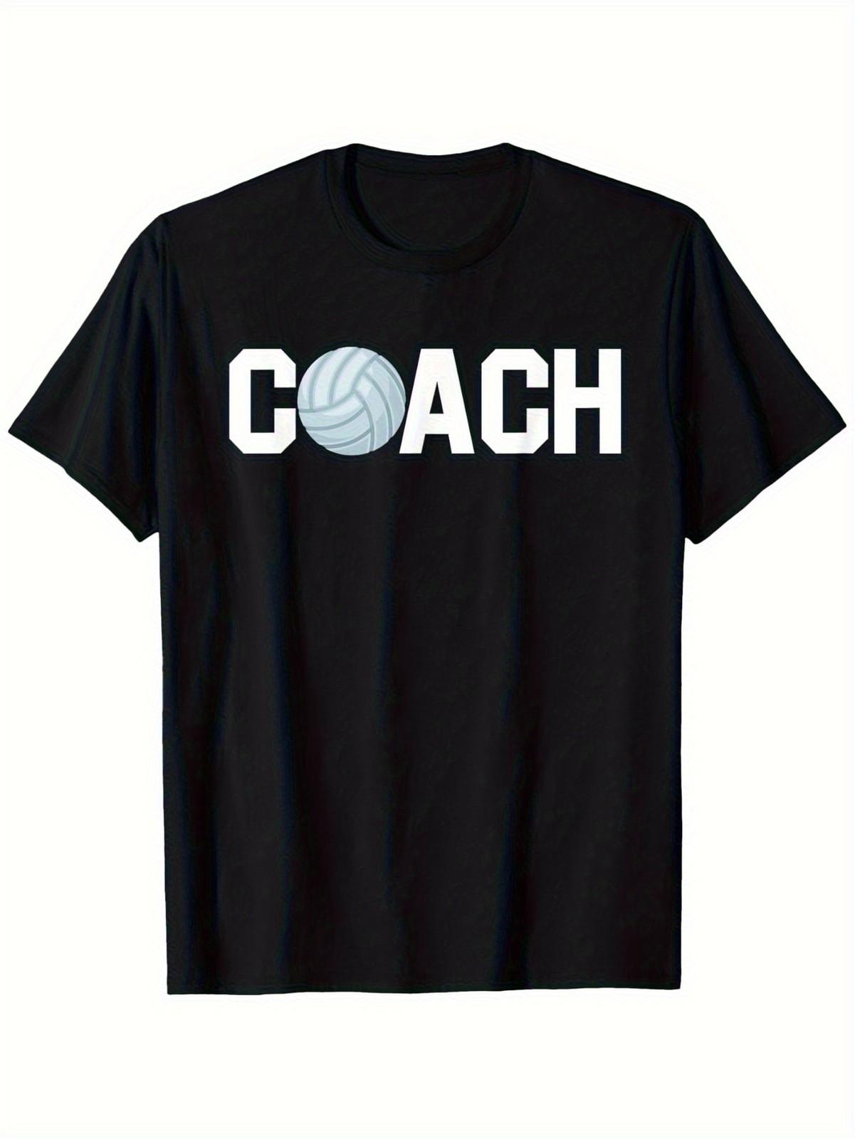 100% Cotton Volleyball Coach Graphic T-Shirt ?C Funny Short Sleeve Tee with S разноцветный