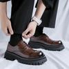 British retro handmade casual leather shoes men's platform three-joint business dress derby wedding shoes 1805-R