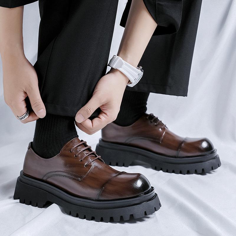 British retro handmade casual leather shoes men's platform three-joint business dress derby wedding shoes 1805-R