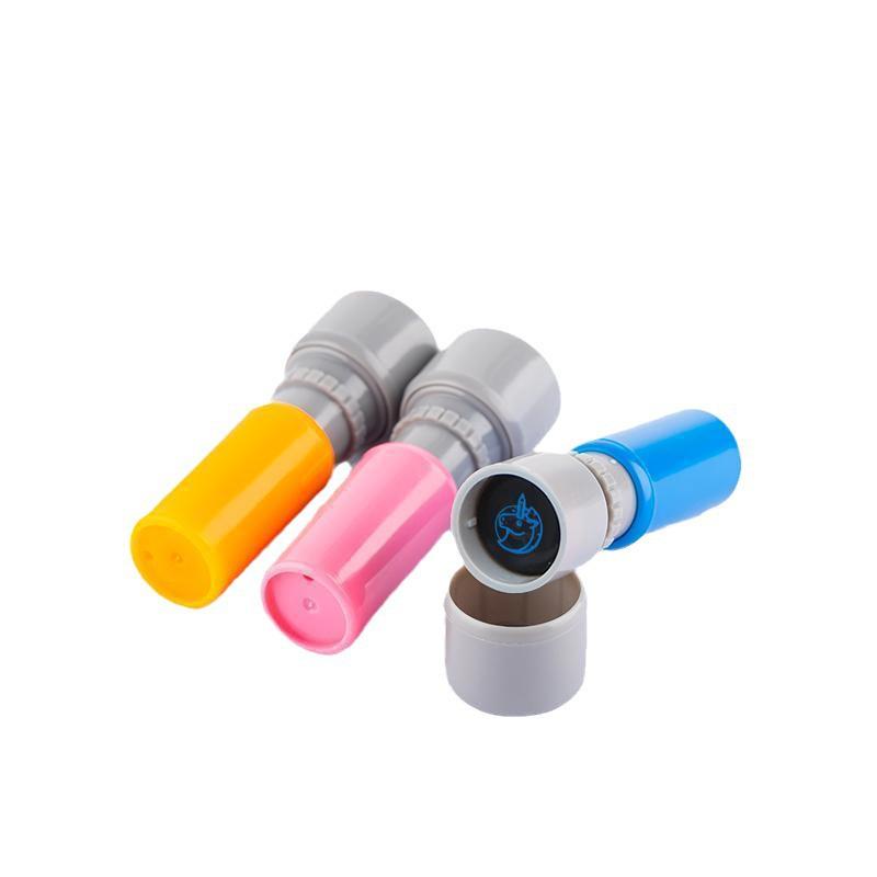 Set of 2 Cute Japanese Mini Stamps: Office Planner, Decorative Cartoon Stars, Smiley Faces, Red Flowers.