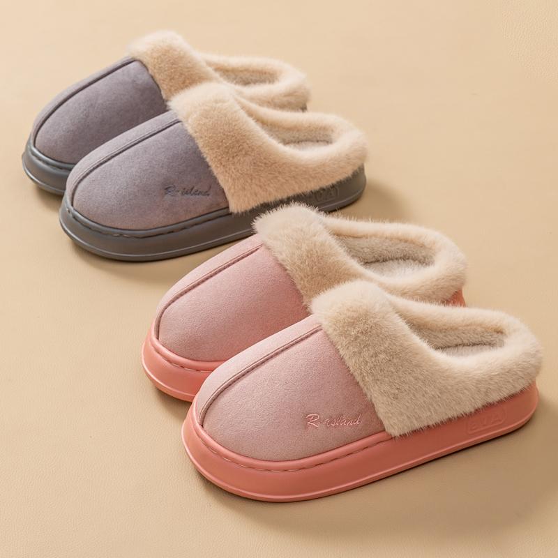 New Winter Warm Couple Style Concise Fluffy Slippers Women Men Non-slip Soft Cosy Slides Indoor Mule Ladies' Home Cotton Shoes
