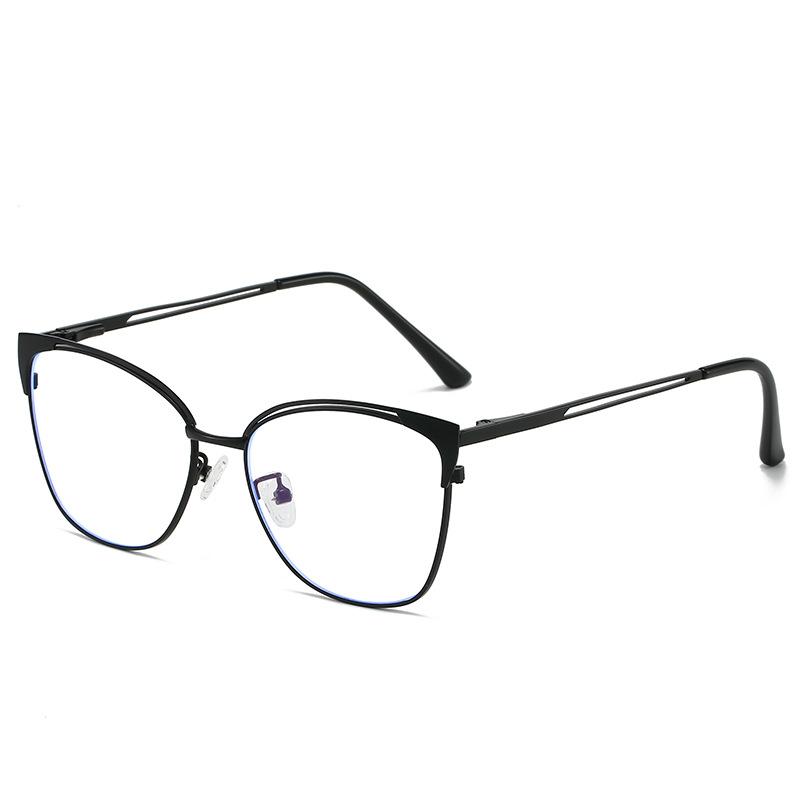 Blaulichtfilterbrille, Retro Metallbrillengestell, Modische Cat-Eye-Flachgläser für Damen und Herren