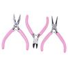 3Pcs Pliers Set Pink Handle Carbon Steel Round Nose Pliers Shear Pliers Side Cutting Pliers DIY