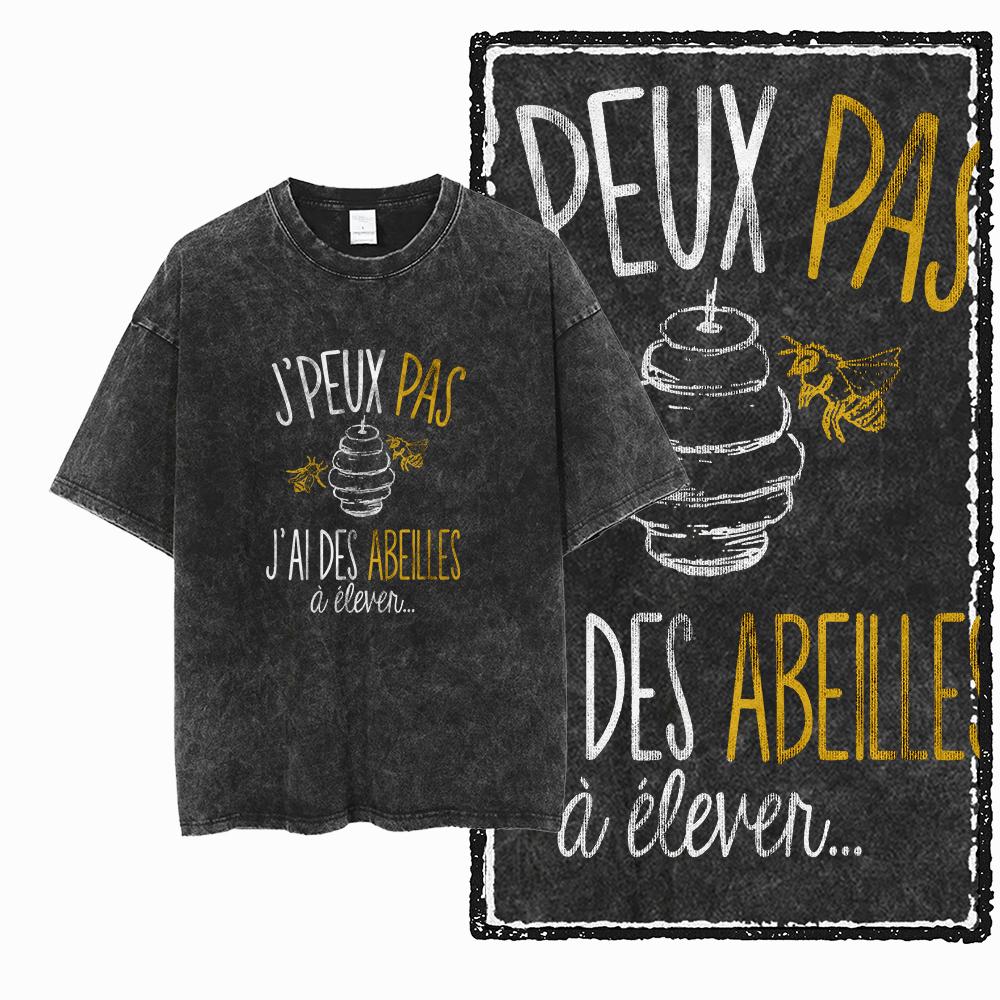 DE BEES Printed Acid Washed Cotton Exclusive Graphic Unisex T Shirt Cool Vintage Streetwear Men Tshirts Big Size Tee for men