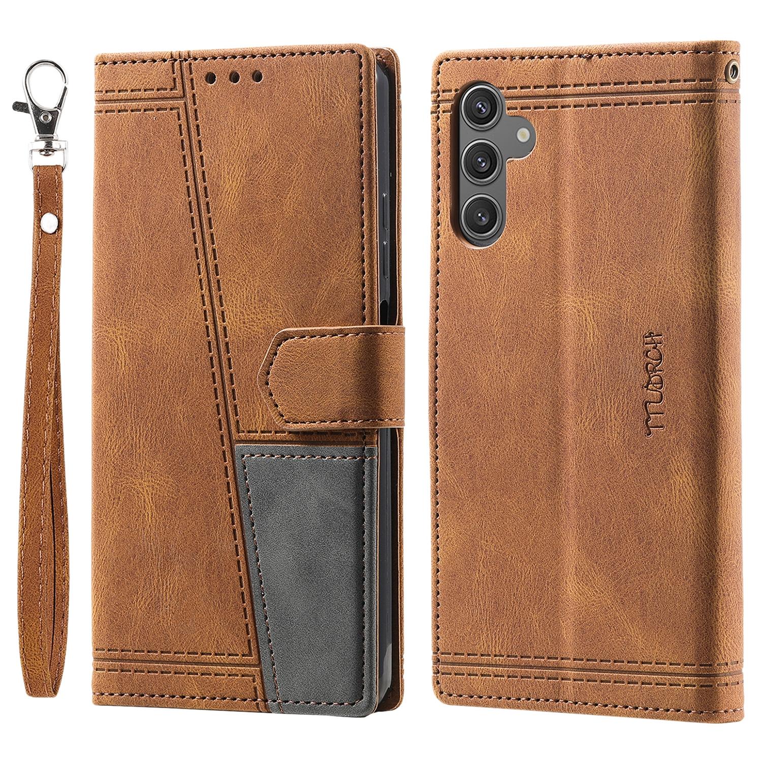 

TTUDRCH Style 004 For Samsung Galaxy A17 Leather Case RFID Blocking Wallet Stand Phone Cover with Strap Brown