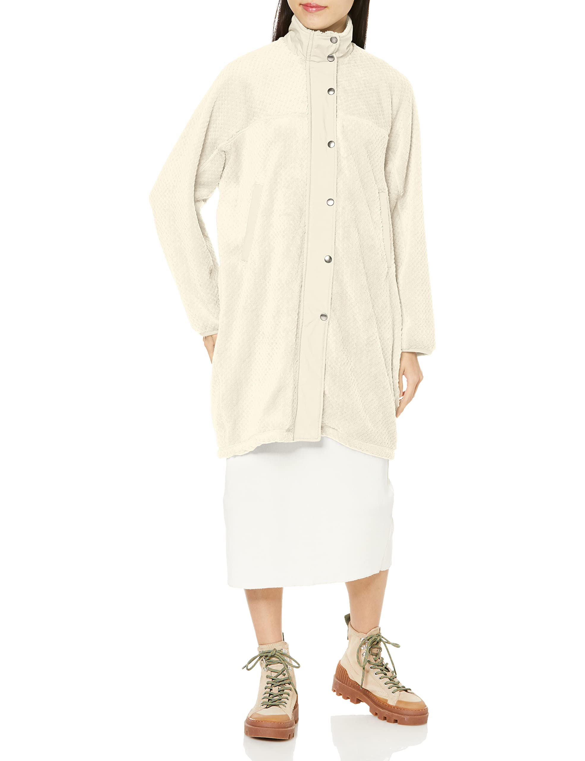 

Mizuno Go to by B2MC1734 Polartec Fleece Lightweight and Birch Size M Women s High-Loft Coat, Warm, White,