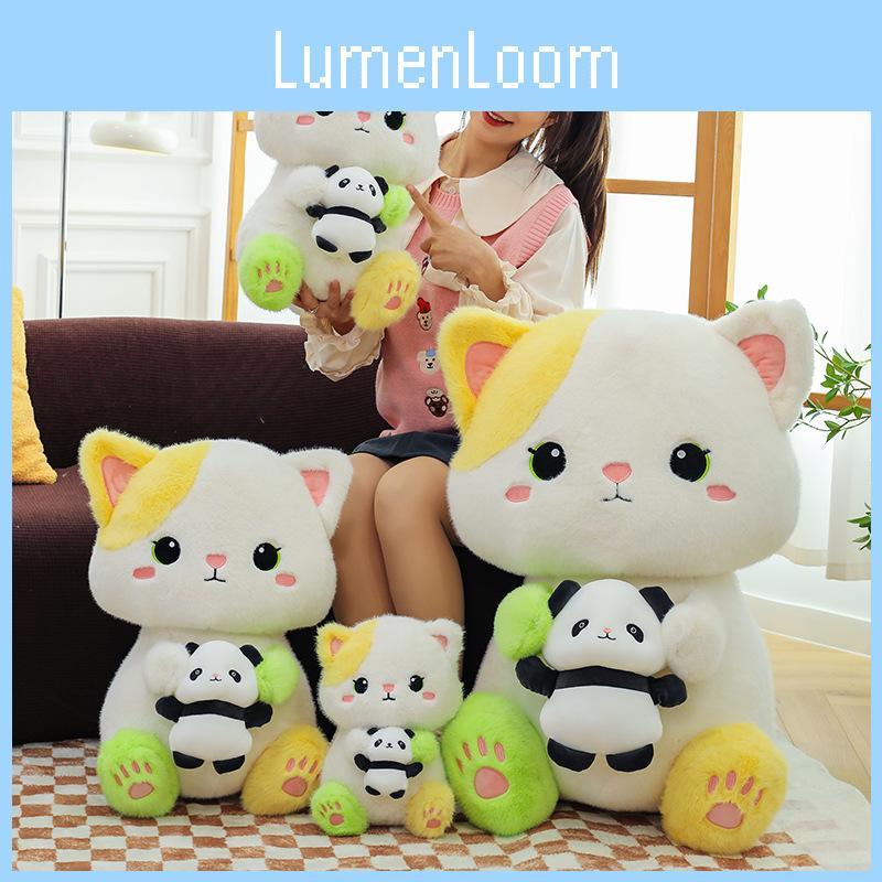 Cat And Panda Plush Toy Cute Cartoon Girl Child Bedroom Decoration Scene Doll