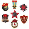 Soviet Rice Ear Star Brooch: Unisex Party Emblem Medal Pin