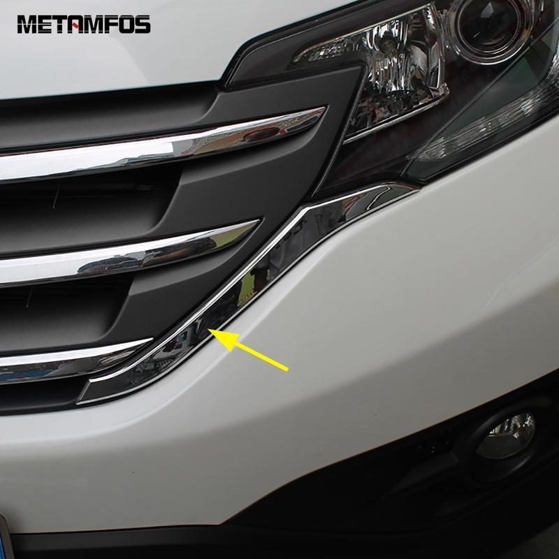 For Honda CRV CR-V 2012 2013 2014 Chrome Front Bumper ert Grille Racing Grill Strip Cover Trim Sticker Car Accessories