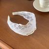 Koreanischer Stil Stickerei Spitze Stirnband Breite Ränder Netz Haarreif Elegante Schleife Haarband Damen