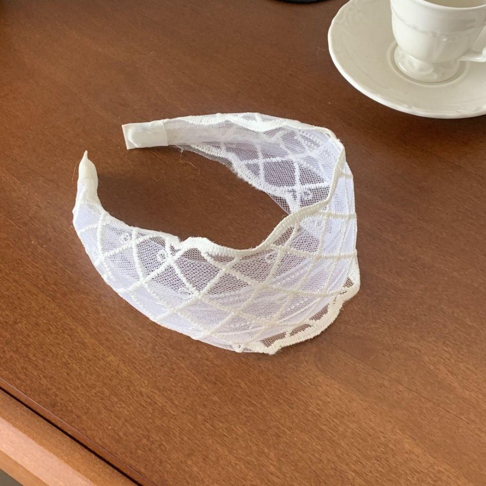 Koreanischer Stil Stickerei Spitze Stirnband Breite Ränder Netz Haarreif Elegante Schleife Haarband Damen