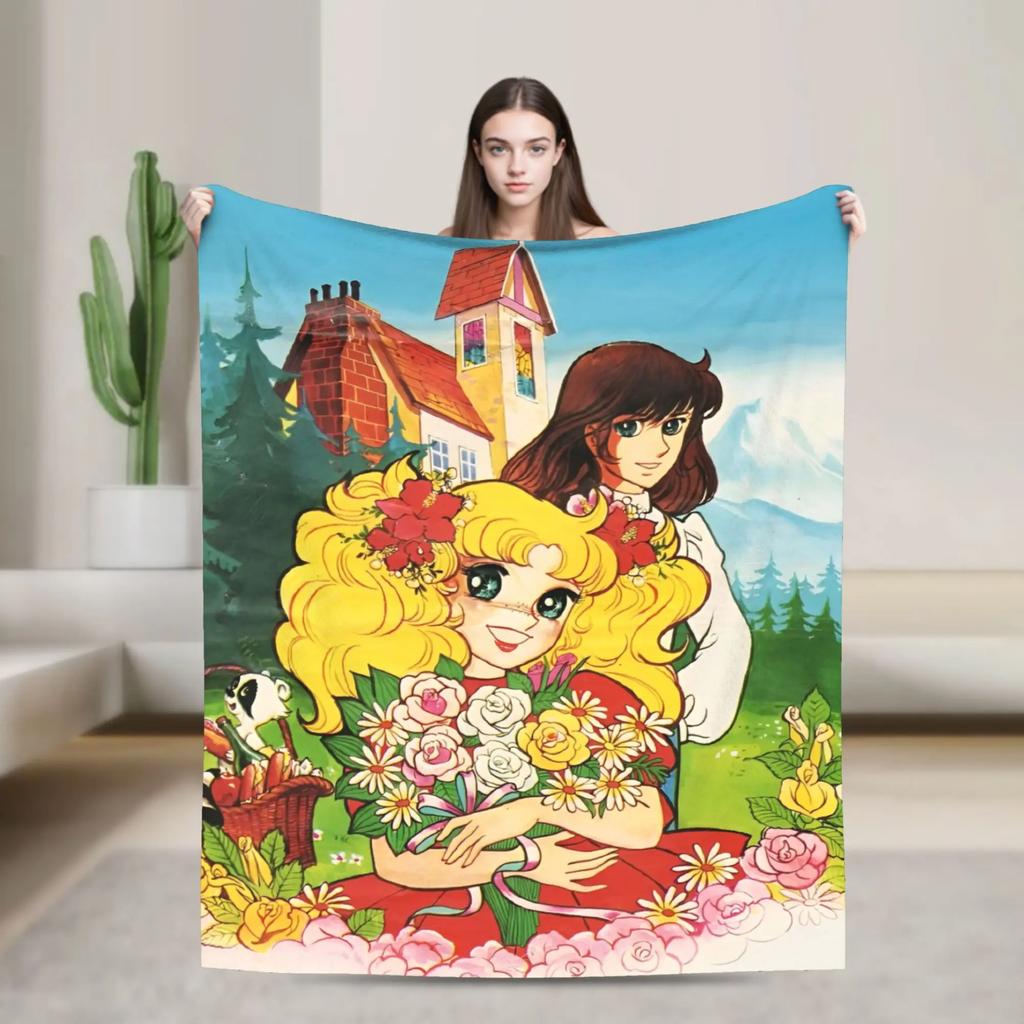 Candy Candy Kawaii Cartoon Decken Anime Flanell Lustige Warme Überwurfdecke für Zuhause Restaurant Textil Dekoration
