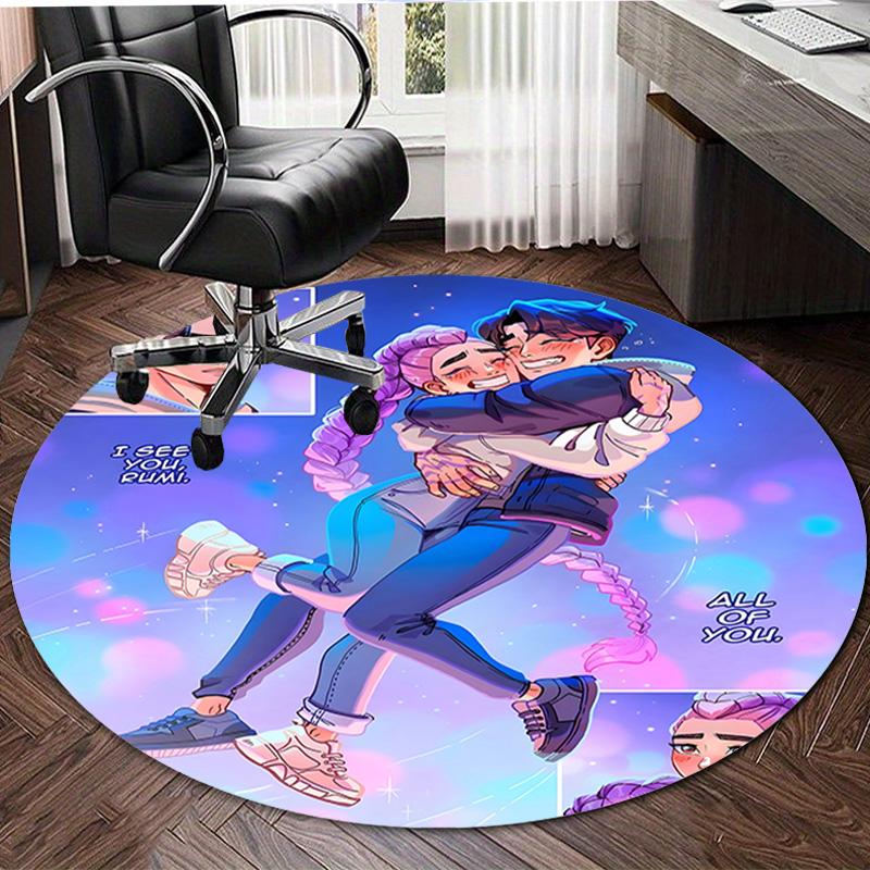1pc KPop Demon Hunters20 Design Printed Area Round Carpet for Bedroom Living Room Home Decor Rugs Mat Non Slip Mat Rug for Bedside