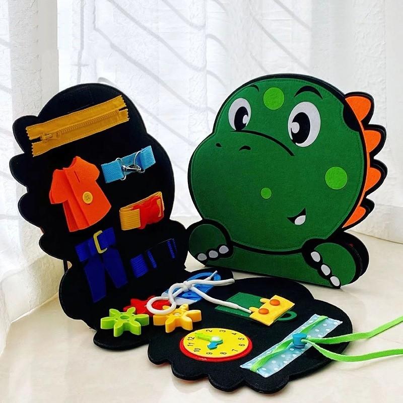 Montessori Inspired Felt Busy Board For Toddlers Early Education Dinosaur Learning Board
