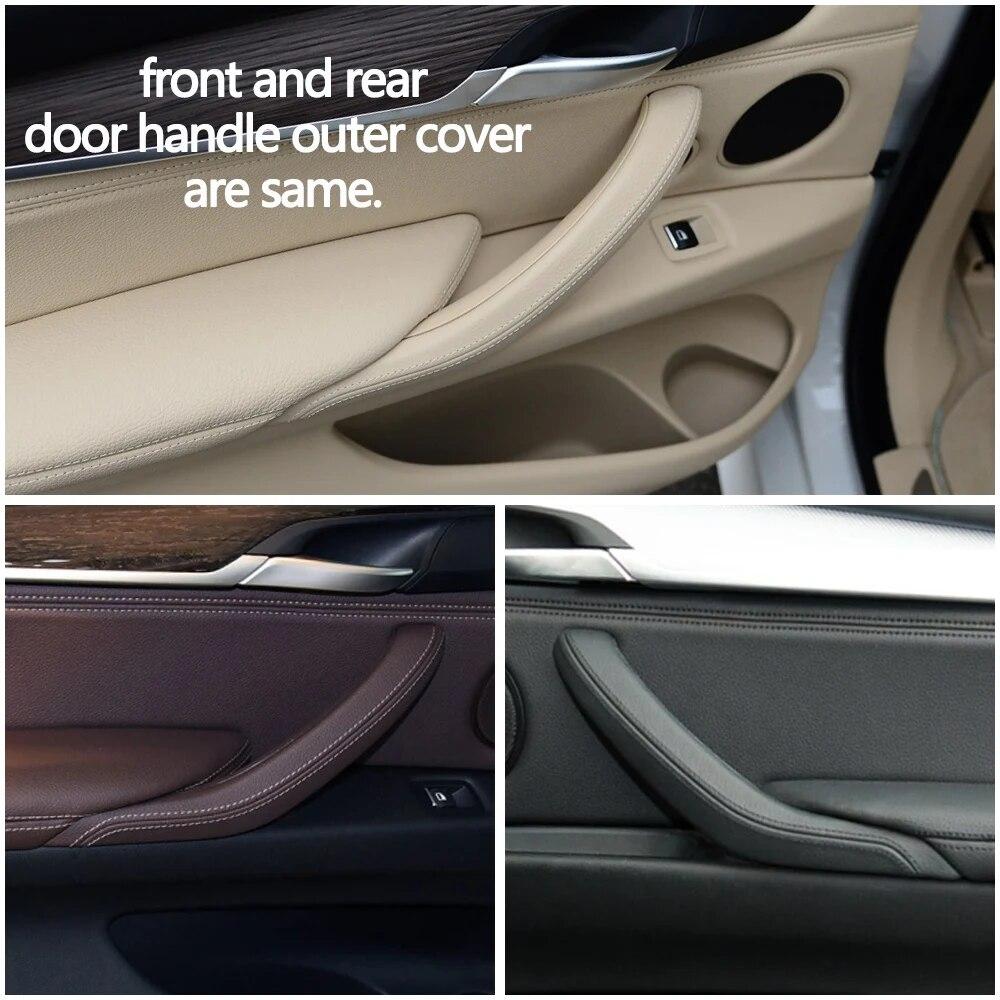 Car Interior Passenger Doors Pull Handle Outer Leather Cover Replacement For BMW X5 X6  F15 F16 2014-2018