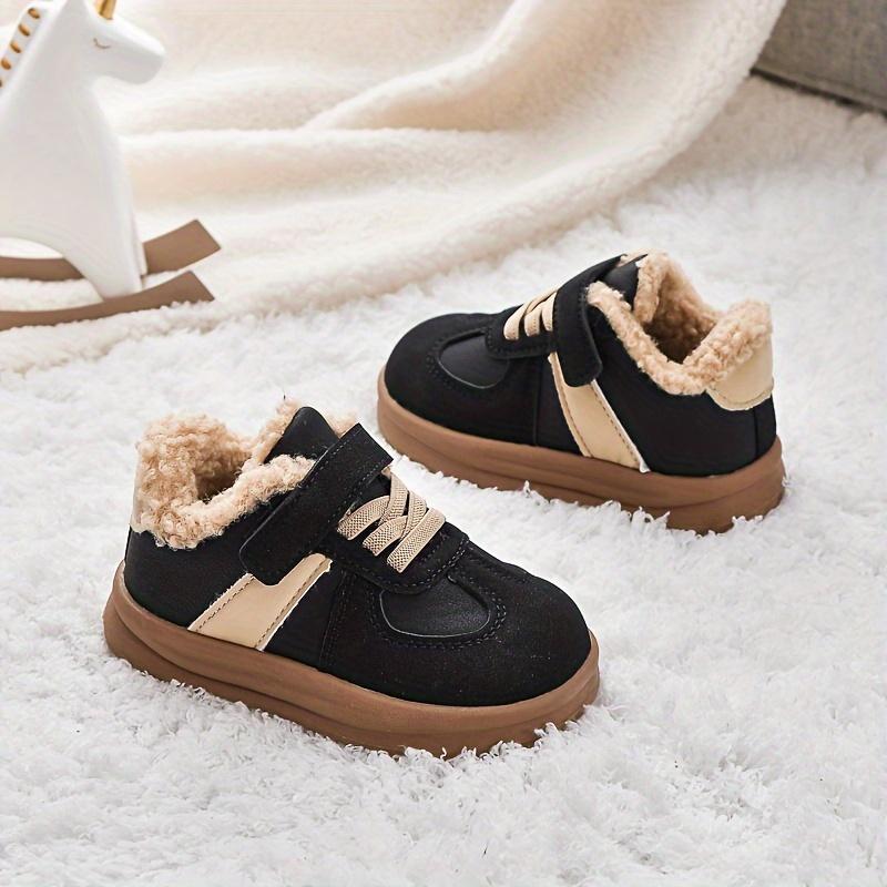 Adidași confortabili și stilați pentru copii cu închidere cu scai - Căptușeală caldă din pluș, Talpă durabilă din TPR, Perfecti pentru ținute casual de toamnă/iarnă