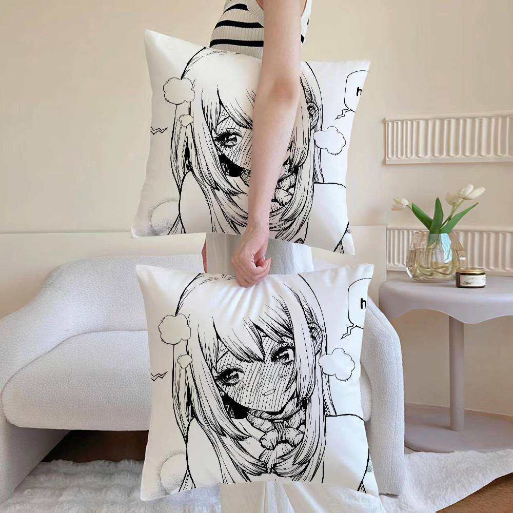

R-Ruri Anime Pillow Case Sofa and Living Room Decorative Cushion Covers Dust-proof and Mite-proof Invisible Zipper 12x12Inch
