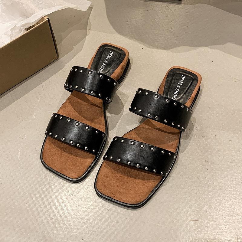 

French super beautiful slope heel cool slippers women s summer wear 2025 new seaside vacation leisure one-word drag platform sandals 40 чёрный