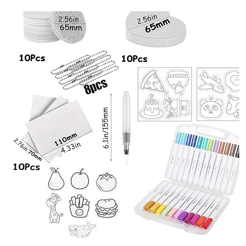 With Drawing Pens Magics Texture Painting Kit With 10 Foam Paint Paper 12 Markers DIY Bubble Drawing Pens For Painting Art Craft