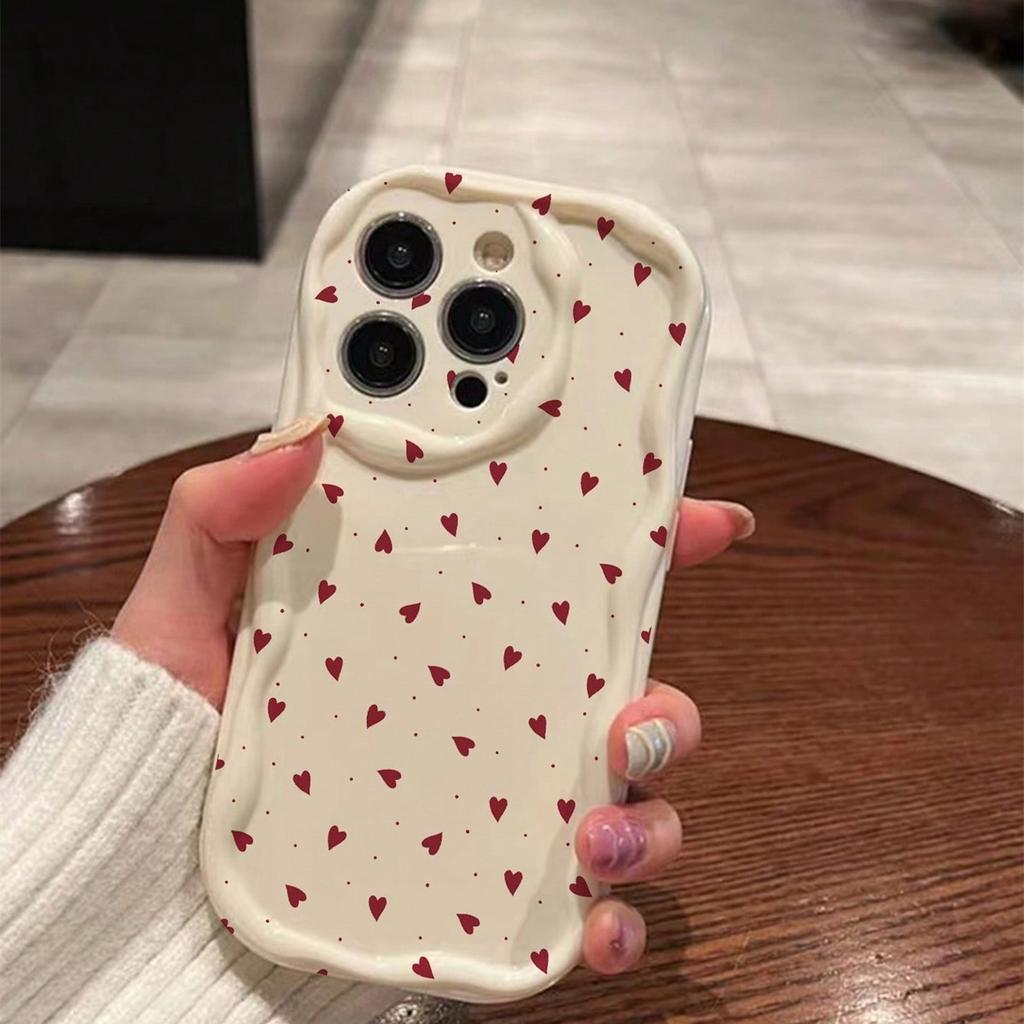 Gradient INS Love Heart Wavy Phone Case For IPhone 17 16 15 17 Pro Max 14 11 13 12 Plus IPhone17 Air Clear Soft Silicone Cover