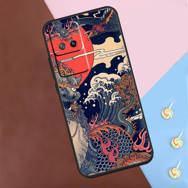 Japanese Great Wave of Kanagawa Case For POCO X6 Pro X3 X4 X5 F5 Pro F3 M5s Cover For Xiaomi 13T 14 13 Pro 11T 12T 12 Lite
