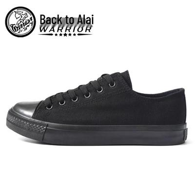 Sneakers Basse in Tela Minimaliste Unisex Completamente Nere
